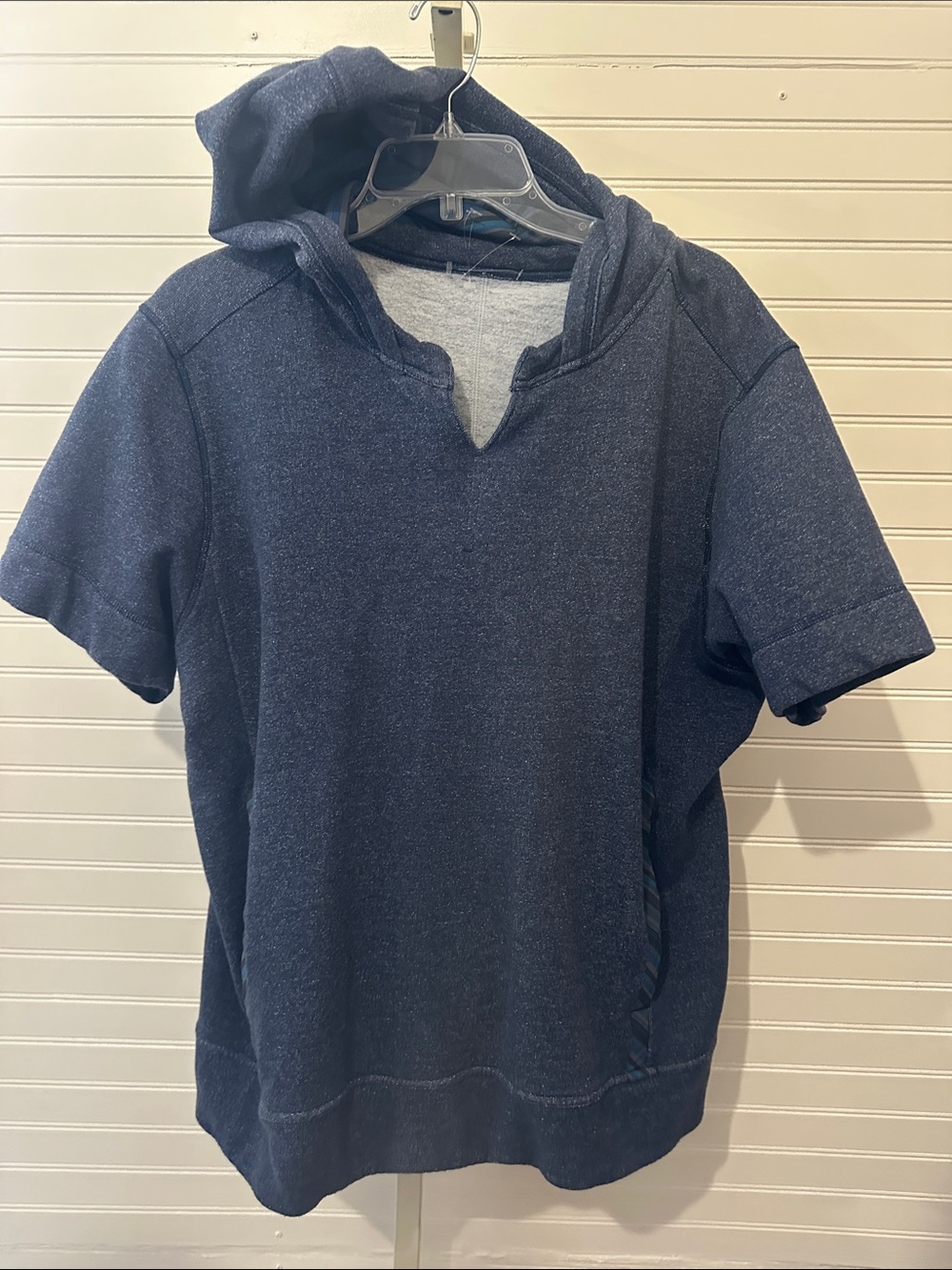 Lululemon Hoodie Sweatshirt Men's Short-Sleeve Hooded Pullover Shirt XL Navy